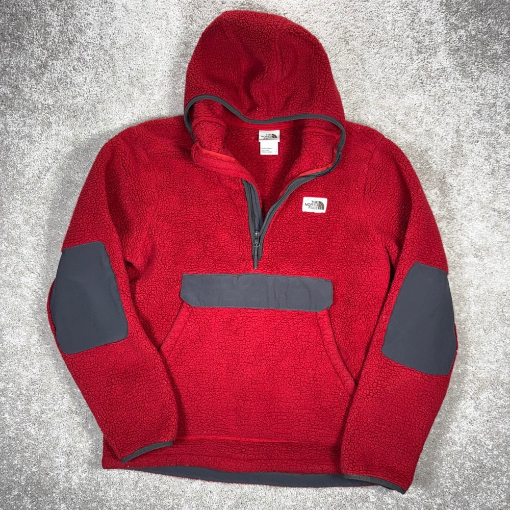 The North Face Men's Small Red Campshire Sherpa Fleece Pullover Hoodie NF0A39ME